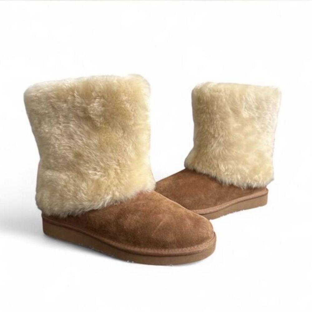 UGG PATTEN CHESTNUT SUEDE SHEEPSKIN CUFF SHORT BOOTS SIZE US 7 WOMEN